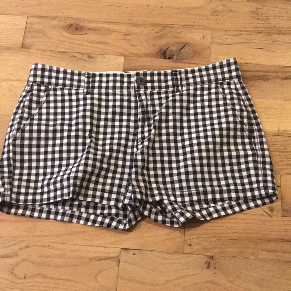 Black and white checked shorts